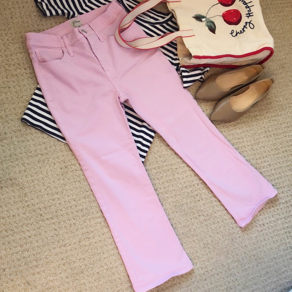 J.Crew pink flare crop jean